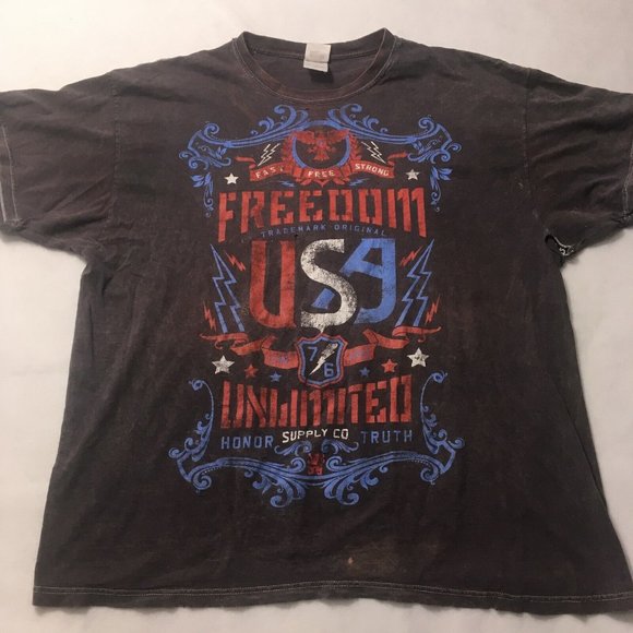 vintage T-Shirt truth live free Freedom Defender USA Mens 2xl fruit of the loom - Picture 1 of 9